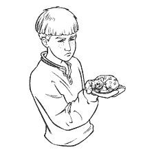 coloriage: Ron Weasley tient le rat Korost dans sa paume