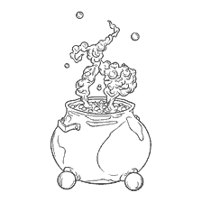 coloriage: Chaudron avec une potion magique de l'univers Harry Potter