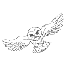 coloriage: Chouette avec une lettre dans ses griffes