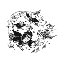 coloriage: Harry Potter coloration avec le moment de attraper la clé