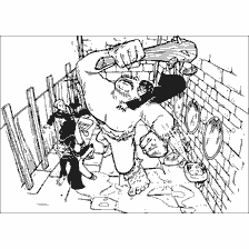 coloriage: Photo avec un troll de caverne et les personnages principaux de Harry Potter