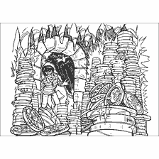 coloriage: Harry Potter figure parmi les pièces du monde sorcier