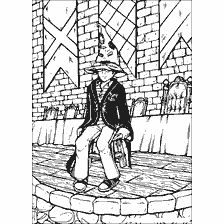 coloriage: Harry Potter dessin en chapeau lors de la cérémonie de distribution