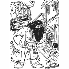 coloriage: Hagrid passe la chouette à Harry Potter