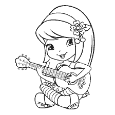Coloring Charlotte Strawberry Cherry spielen Gitarre