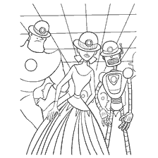 Heroes from the cartoon "Visit the Robinsons" in black and white coloring