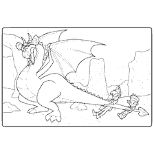 Jake and Peter Pan distract dragon in coloring book