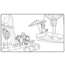 Jake and his friends on a pirate ship