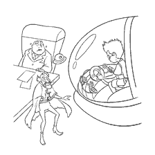 Drawing of a Boy Controlling a Time Machine and Heroes from Visiting the Robinsons