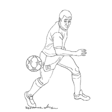 coloring page: Footballer hits the ball