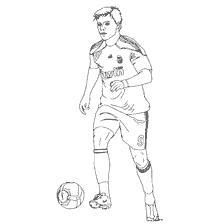 coloring page: Coloring footballer with the ball
