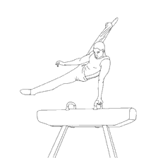 coloring page: Sports gymnastics: exercise on horseback