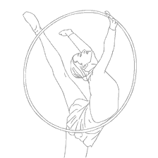 coloring page: Sports Artistic gymnastics. Hoop exercise.