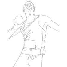 coloring page: Athlete performing core throwing