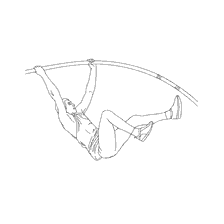 coloring page: Picture of an athlete performing a pole jump in athletics