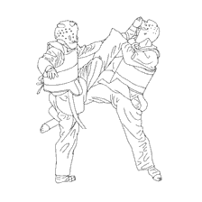 coloring page: Original Taekwondo Coloring with Two Fighters