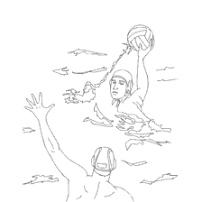 coloring page: Water polo coloring with players in the water
