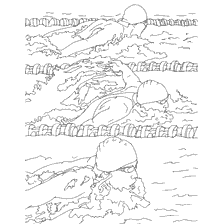 coloring page: Coloring with the image of swimmers in the pool