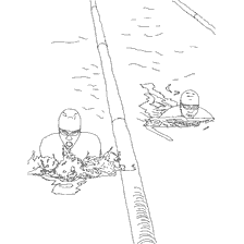 coloring page: Two swimmers compete in the pool