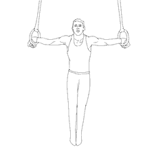 coloring page: Sports gymnastics - exercise on rings