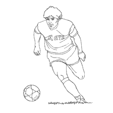 coloring page: Coloring of a footballer running to the ball