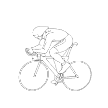 coloring page: Contour image of a cyclist on track races