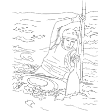 coloring page: Colorful coloring of a sports kayak on the water