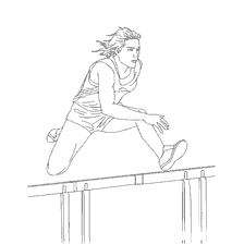 coloring page: Sport. Athletics. The runner jumps over barriers.