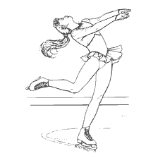 coloring page: Girl in solo figure skating on ice