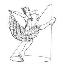 coloring page: Drawing of a skater performing an element on ice