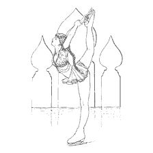 coloring page: Female athlete performs the element of figure skating