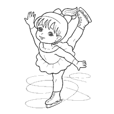 coloring page: Drawing of a girl appearing on the rink