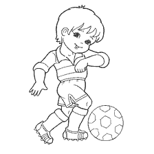 coloring page: Boy playing football