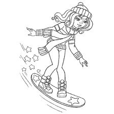 coloring page: Girl snowboarding