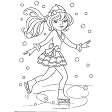 coloring page: Coloring skater on ice with a bright outfit