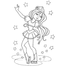 coloring page: Girl skater on ice with stars