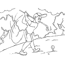 coloring page: Boy playing golf on coloring book