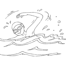 coloring page: Boy swims in water