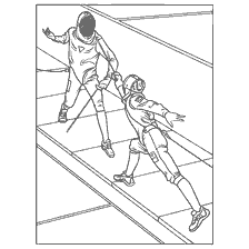 coloring page: Two swordsmen at swordsmanship competitions