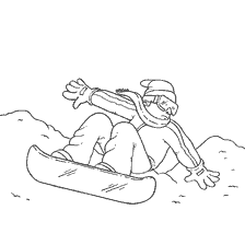 coloring page: Coloring snowboarder on the slope