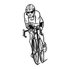 coloring page: A man on a bicycle in a sports position