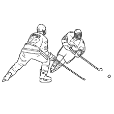 coloring page: Hockey players caught up in the game