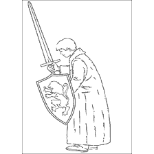 Pedro com uma espada e um escudo