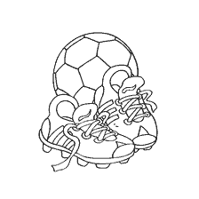 Botas y bola de fútbol para colorear