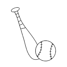 Sports equipment: baseball bat and ball