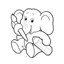 coloring page: Coloring toy elephant with a brush and pencil