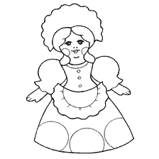 coloring page: Coloring Dymkovo toy - Girl in folk style