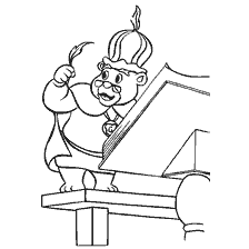Gummy Bear met een pen en een boek