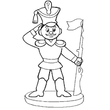 coloring page: Drawing of a soldier with a flashlight and flag