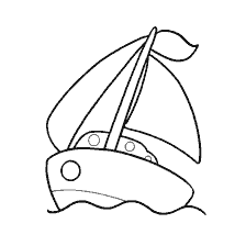 coloring page: Coloring of a toy boat with sails